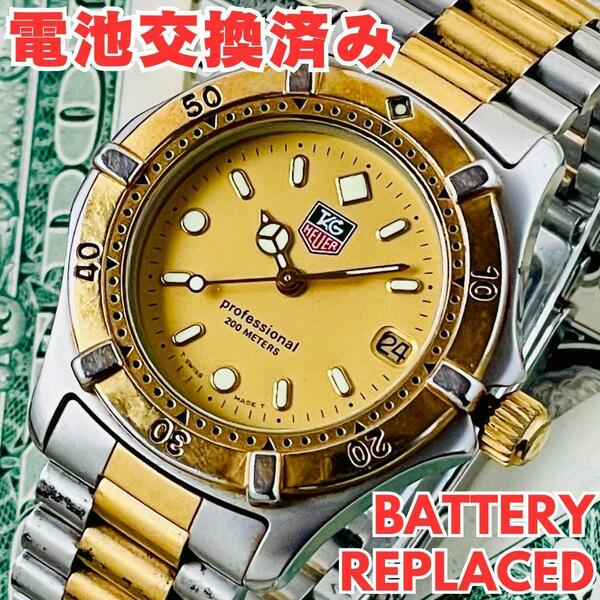 腕時計メンズ電池交換済みタグホイヤー964.013-2プロフェッショナル200mクォーツTAG Heuerアンティーク高級ブランド美品ヴィンテージU1035