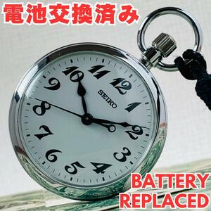  pocket watch men's battery replaced Seiko SEIKO quartz white 7C21-0A20 with translation used Vintage operation white face analogue high class brand U1087