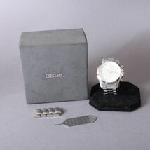 美品 SEIKO セイコー 腕時計 94.2g 7T92-0DW0 稼働 メンズ シルバー クォーツ シルバー文字盤 クロノグラフ ブランド 箱有 #60※096_画像1