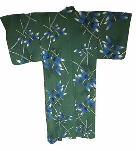 浴衣 ゆかた 蜻蛉 トンボ 和装 着物 和柄 華やか おしゃれ 綿 緑 レトロ 