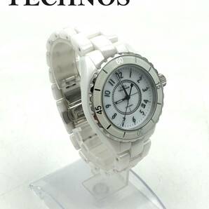 7702100-3【美品】TECHNOS/テクノス/CERAMIC/セラミック/ホワイトカラー/T9438/クォーツ/QZ/クオーツ/メンズ腕時計/稼働品の画像1