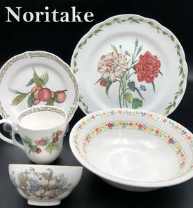 7703703-5【Noritake】ノリタケ/バラエティーセット/大プレート/小プレート/ボウル/マグカップ/シュガーボウル/トトロ/5点セット