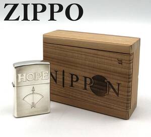 7703602-1【未使用品】ZIPPO/ジッポー/HOPE/ホープ/アロー/オイルライター/シルバーカラー/2011年製/JT NIPPON/木箱入り/喫煙具