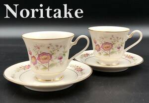 7703703-4【Noritake】Ivory China/ノリタケ/アイボリーチャイナ/ペアカップ＆ソーサー/カップ＆ソーサー/2客セット