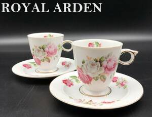 7703807-3【ROYAL ARDEN】ロイヤルアーデン/ペアカップ＆ソーサー/カップ＆ソーサー/2客セット/バラ絵