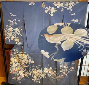  embroidery bird kimono flower antique kimono obi silk silk antique rare remake obi retro 