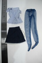 ジェニー/OF 衣装セット ストライプアシンメトリーリボンブラウス パールチェーンスカート 網タイツ(タカラ)ブルー Y-24-05-08-076-YB-ZY_画像2