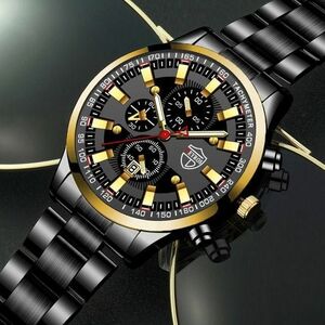 1390DEYROS クロノグラフ 腕時計メンズ 金/黒