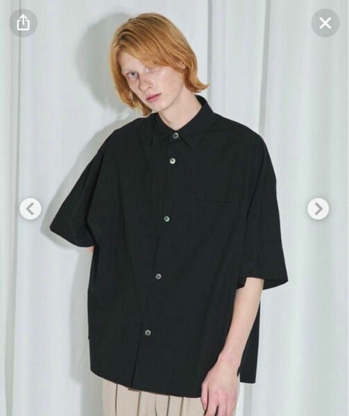 近江 タイプライター ドルマン オーバーサイズ シャツ size2 コットン BLK ブラック 無地 半袖