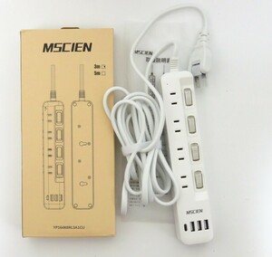 【1円スタート】Mscien 電源タップ 延長コード 3m 雷ガード 8個AC口 1個USB-C 3個USB-A 1円 TER01_1632