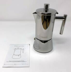 [ one jpy start ]Easyworkztiego direct fire type Espresso Manufacturers 4 cup stainless steel steel made IH correspondence all stove applying 1 jpy SEI01_1703