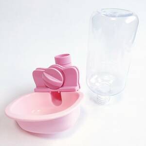 [ one jpy start ] for pets water .. vessel dog cat cage installation water bottle pink [1 jpy ]AKI01_2556