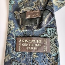 ジバンシィ (GIVENCHY)ジバンシー青緑葉っぱ柄ネクタイ_画像1