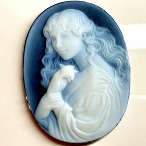 ★ストーンカメオ 重量36.5ct 7.3g★j 40.2×30.0mm彫刻 ルース 貴婦人 CAMEO