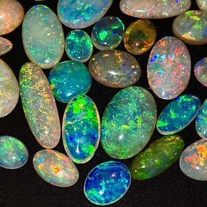 遊色効果抜群!!●天然オパール40点おまとめ●m 100ct ルース 裸石 宝石 ジュエリー jewelry opal 遊色 water fire white ①