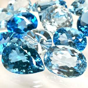 ●天然ブルートパーズ15点おまとめ200ct●m ルース 裸石 ジュエリー ブルートパーズ jewelry blue topaz ①