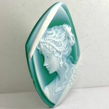 ●ストーンカメオ13.3g●m 66.5ct 約60.9×37.6mm 貴婦人 CAMEO 花 アンティーク shell 繊細 ルース 宝石 物　_画像2