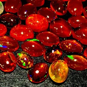 遊色効果!!★天然ファイアーオパールおまとめ30ct★m 重量約6g ルース 裸石 宝石 ジュエリー jewelry boulder opal 遊色 虹 