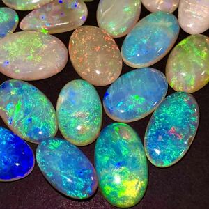 遊色効果抜群!!●天然オパール19点おまとめ100ct●j ルース 裸石 宝石 ジュエリー jewelry opal 遊色 water fire white ①