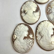 ★シェルカメオ6点おまとめ68g★m 340ct 裸石 ジュエリー jewelry shell cameo 貴婦人 ブローチ 彫刻 _画像2