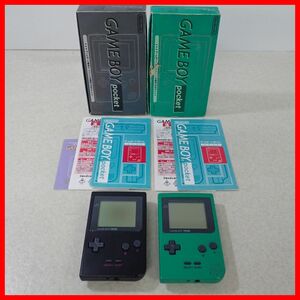 GBP ゲームボーイポケット 本体 MGB-001 グリーン/ブラック まとめて2台セット Nintendo 任天堂 箱説付 難あり品【10