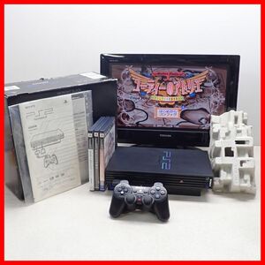 動作品 PS2 プレステ2 本体 SCPH-50000 ミッドナイト・ブラック + ユーディーのアトリエ 等 ソフト3本 まとめてセット SONY 箱説付【20