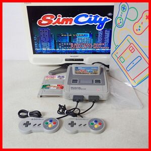  рабочий товар SFC Hsu fami корпус SHVC-001 с ящиком + Sim City и т.п. soft 3 шт. комплект Nintendo nintendo [20