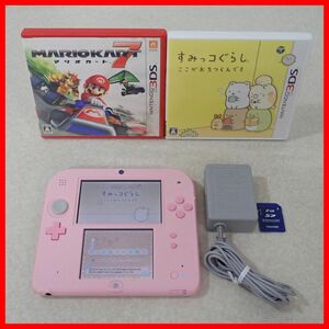 1円〜 動作品 Newニンテンドー2DS 本体 FTR-001 ピンク + ソフト すみっコぐらし ここがおちつくんです 等 2本 セット Nintendo【10