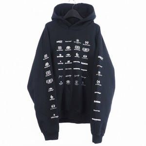 バレンシアガ BALENCIAGA Archives Logos Hoodie Medium Fit in アーカイブ ロゴ パーカー ミディアム フィット L ブラック RG34 726241