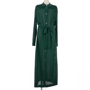 未使用品 スタジオニコルソン STUDIO NICHOLSON 16G BELTED SHIRT DRESS ベルト付き ニット シャツワンピース ロング 1 緑 グリーン SNW-95