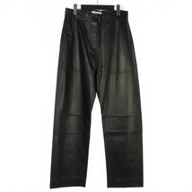 未使用品 スタジオニコルソン STUDIO NICHOLSON LEATHER BENTLEG PANTS レザー ワイド パンツ 1 黒 ブラック SNW-912 メンズ_画像1