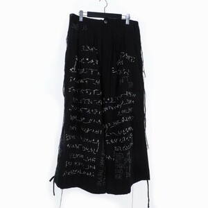 レー LEH HAND EMBROIDERY BAND WIDE PANTS 刺? ワイドパンツ スラックス M 黒 ブラック LEH 713 メンズ