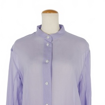 未使用品 チノ CINOH コットン オーガンジー バンドカラー ロングシャツ シアー ワンピース 長袖 38 パープル 紫 23SST008 レディース_画像4