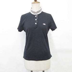  Burberry Golf BURBERRY GOLF shirt short sleeves high‐necked Logo .... cotton cotton black black white M lady's 