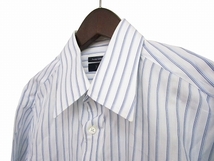 ダーバン DURBAN ストライプ シャツ ワイシャツ 長袖 フォーマル ビジネス ホワイト ブルー 約M 0511 メンズ_画像2