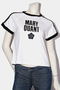 MARY QUANT マリークワント ラグラン ロゴデイジー ミニ Tシャツ カットソー M WHITE ホワイト 223-612605 /◆☆ レディース