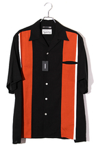 未使用品 23SS マインデニム ワコマリア SIZE:L 50s Shirt 半袖 オープンカラーシャツ BLACK ORANGE ブラック オレンジ 23MND-WM001 /● メ_画像1