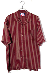 SON OF THE CHEESE サノバチーズ SIZE:XL Stripe Op Shirt ストライプ 半袖 オープンカラーシャツ RED レッド SC2210-SH10 /● メンズ