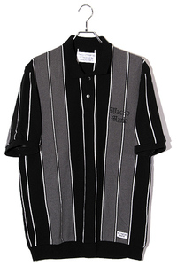 23SS WACKO MARIA ワコマリア SIZE:M STRIPED KNIT POLO SHIRT ストライプ 半袖 ニットポロシャツ GRAY グレー 23SS-WMK-KN11 /● メンズ