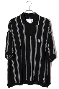 2024SS TIGHTBOOTH タイトブース SIZE:L STRIPE KNIT POLO ストライプ ニットポロシャツ BLACK ブラック SS24-KN03 /● メンズ