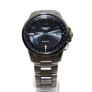  Casio CASIO Oceanus OCEANUS wristwatch watch radio wave solar analogue 3 hands SS Date black face silver color OCW-T150