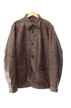 ダブルアールエル RRL COW LEATHER CAR COAT カウ レザー 牛革 カー コート ジャケット L 茶 ブラウン ブランド古着ベクトル 240514 メン_画像1