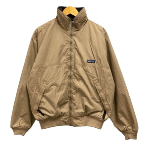 パタゴニア Patagonia ジャケット ジャンパー ブルゾン スタンドカラー ナイロン 裏地フリース ワンポイント ワッペン 長袖 S ベージュ メ