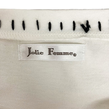 ジョリーフェム Jolie Femme カットソー Tシャツ ボートネック ステッチ 七分袖 L 白 オフホワイト 黒 ブラック レディース_画像3