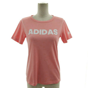 アディダス adidas 半袖機能Tシャツ W MH キャップリニア Tシャツ FM5307 丸首 半袖 ロゴプリント ピンク系 ホワイト 白 S レディース