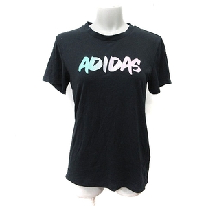 アディダス adidas Tシャツ カットソー 半袖 M 黒 ブラック /YI レディース