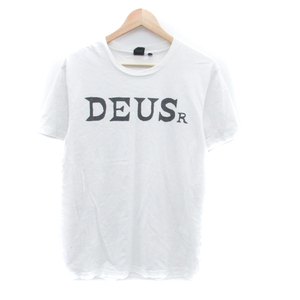 ナノユニバース nano universe Deus Tシャツ カットソー ラウンドネック 半袖 プリント M オフホワイト 黒 ブラック /HO28 メンズ