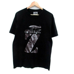 ジミーズ JIMMY'Z Tシャツ カットソー ラウンドネック 半袖 プリント L 黒 ブラック 茶色 ブラウン /HO8 メンズ