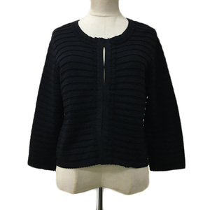  Courreges courreges cardigan summer knitted round neck border beads lame biju- frill 7 minute sleeve 40 black black 