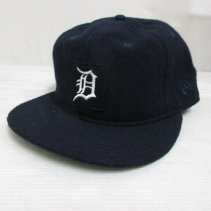 未使用品 ニューエラ NEW ERA 59FIFTY 5950 MLB デトロイト タイガース ウール キャップ 帽子 7 5/8 60.6cm ネイビー 正規品 メンズ